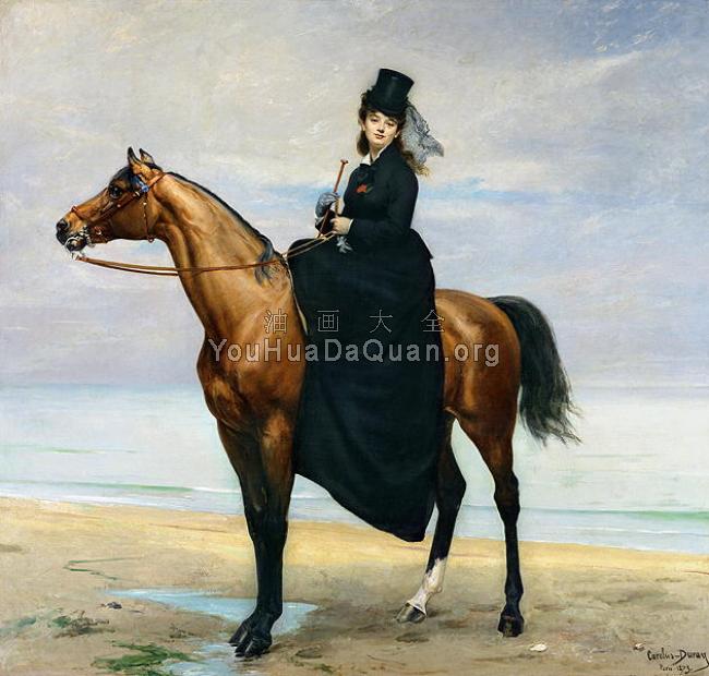 Equestrian Portrait of Mademoiselle Croizette - 卡罗勒斯·杜兰